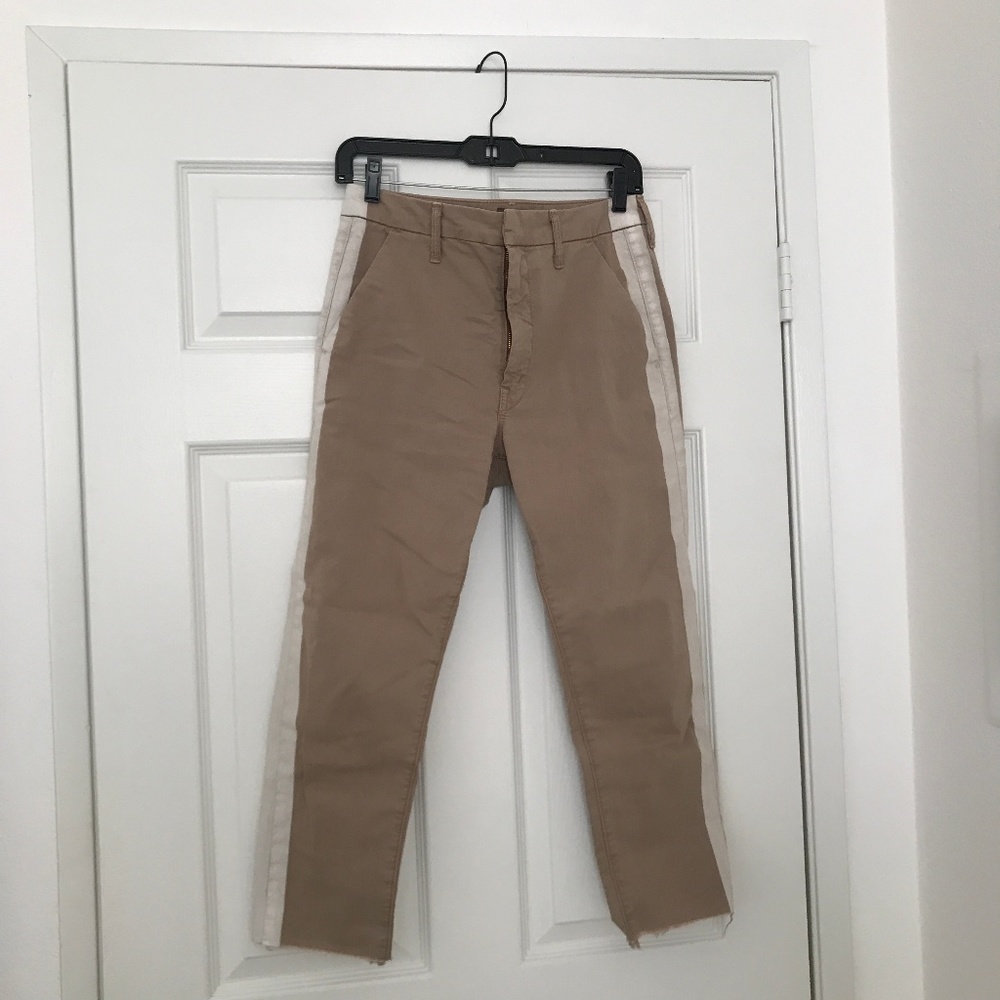 MOTHER - Tan Trousers with Off-White Racing Stripe
